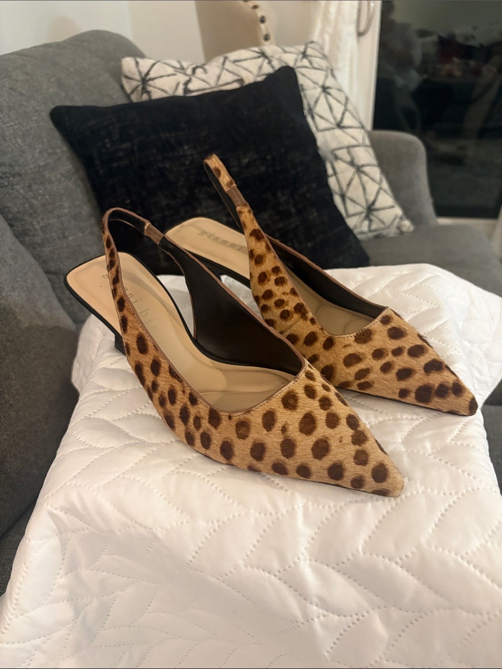 Gianni Bini Leopard-Print Pointed Slingback Heels - Tan & Brown